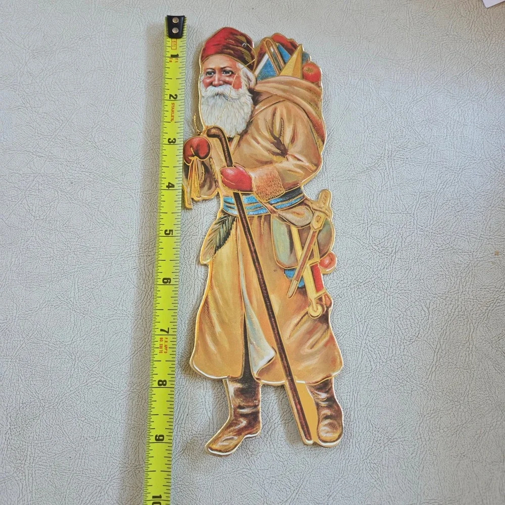 Vintage Merrimack Santa Claus‎ Christmas Ornament Cardboard Folk Art Decor